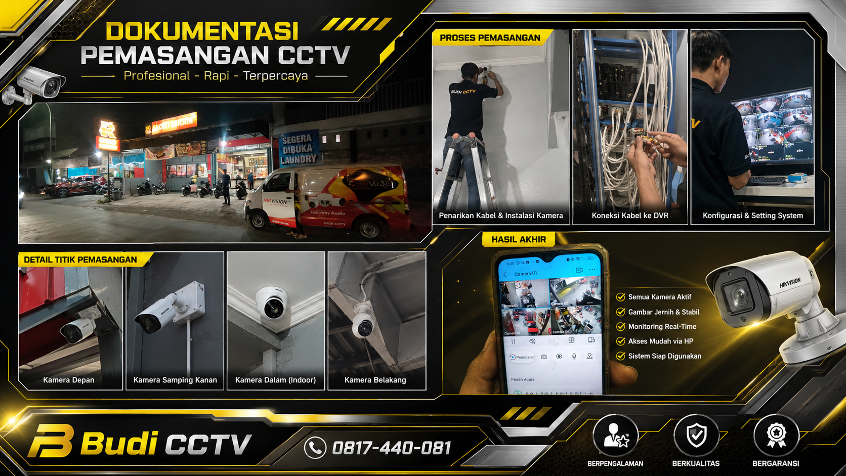 Pemasangan CCTV Hikvision, Roket Chicken Tegal Makin Aman